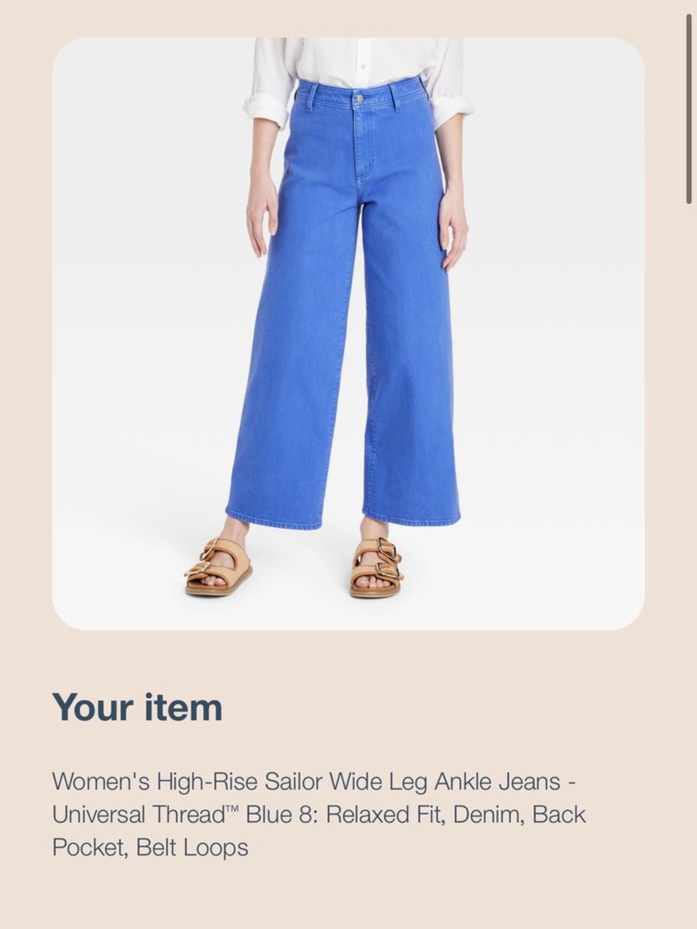 Universal Thread High-rise Wide-Leg sailor Jeans in Royal Blue